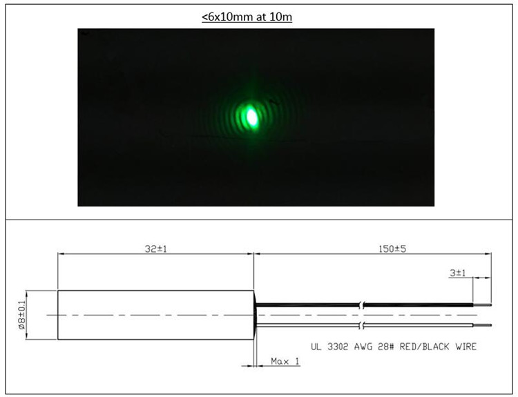 Industrial Laser Operator - Modulo Diodo Laser Verde D8x32mm a